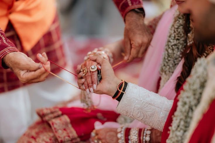 Wedding ritual — hands joined with sacred thread